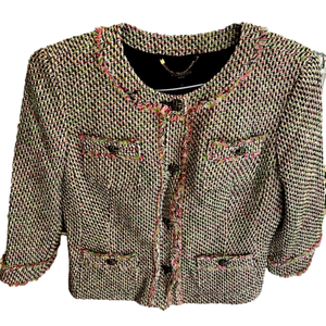 🌿Talbots black, green, pink and cream blazer - size 12p🌿